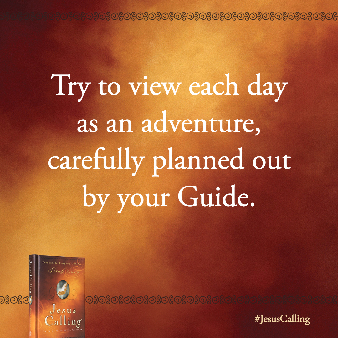 Try to view each day as an adventure, carefully planned out by your Guide. Instead of staring into the day that is ahead of you, attempting to program it according to your will, be attentive to Me and to all I have prepared for you.