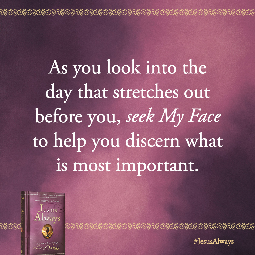 As you look into the day that stretches out before you, seek My Face to help you discern what is most important. Set priorities according to My will, and use them to guide you as you go along your pathway.