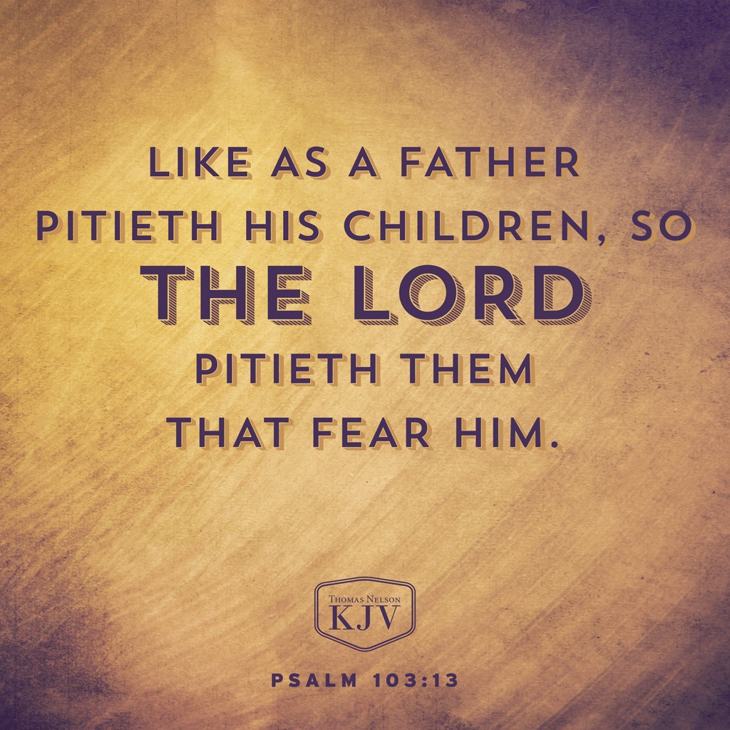 13 Like as a father pitieth his children, so the Lord pitieth them that fear him. Psalm 103:13