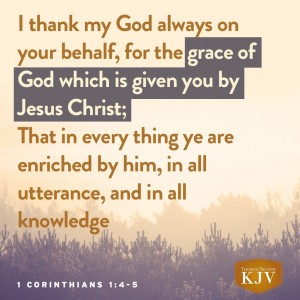 i thank letter you for god 1:4 Verse the KJV Corinthians 5 Day: 1 of