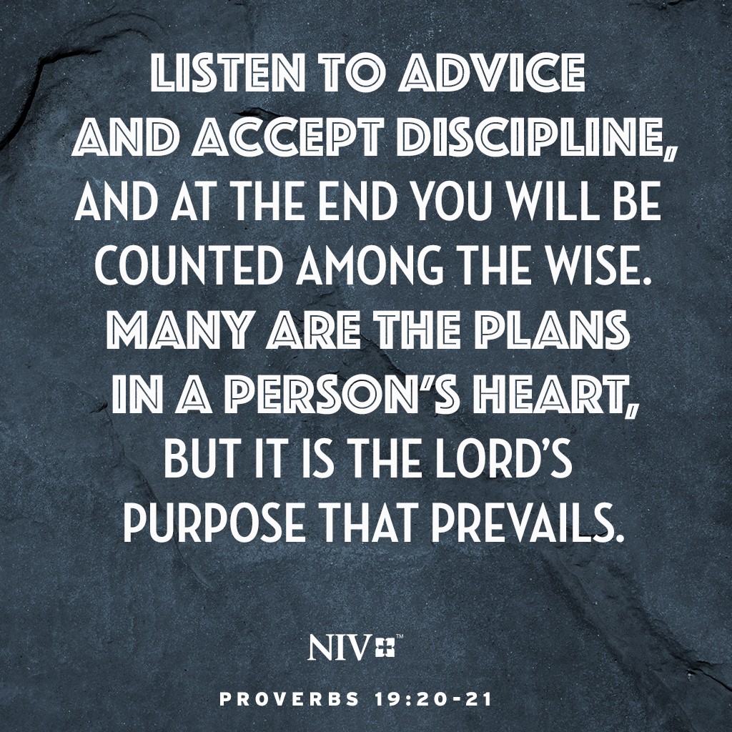 NIV Verse Of The Day: Proverbs 19:20-21