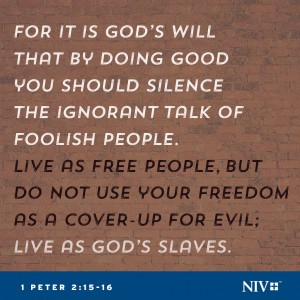 NIV Verse of the Day: 1 Peter 2:15-16