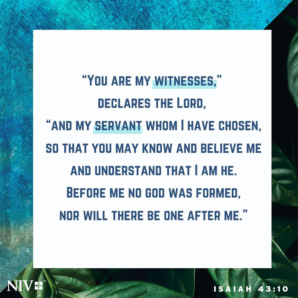 10 “You are my witnesses,” declares the Lord,
    “and my servant whom I have chosen,
so that you may know and believe me
    and understand that I am he.
Before me no god was formed,
    nor will there be one after me.'' Isaiah 43:10