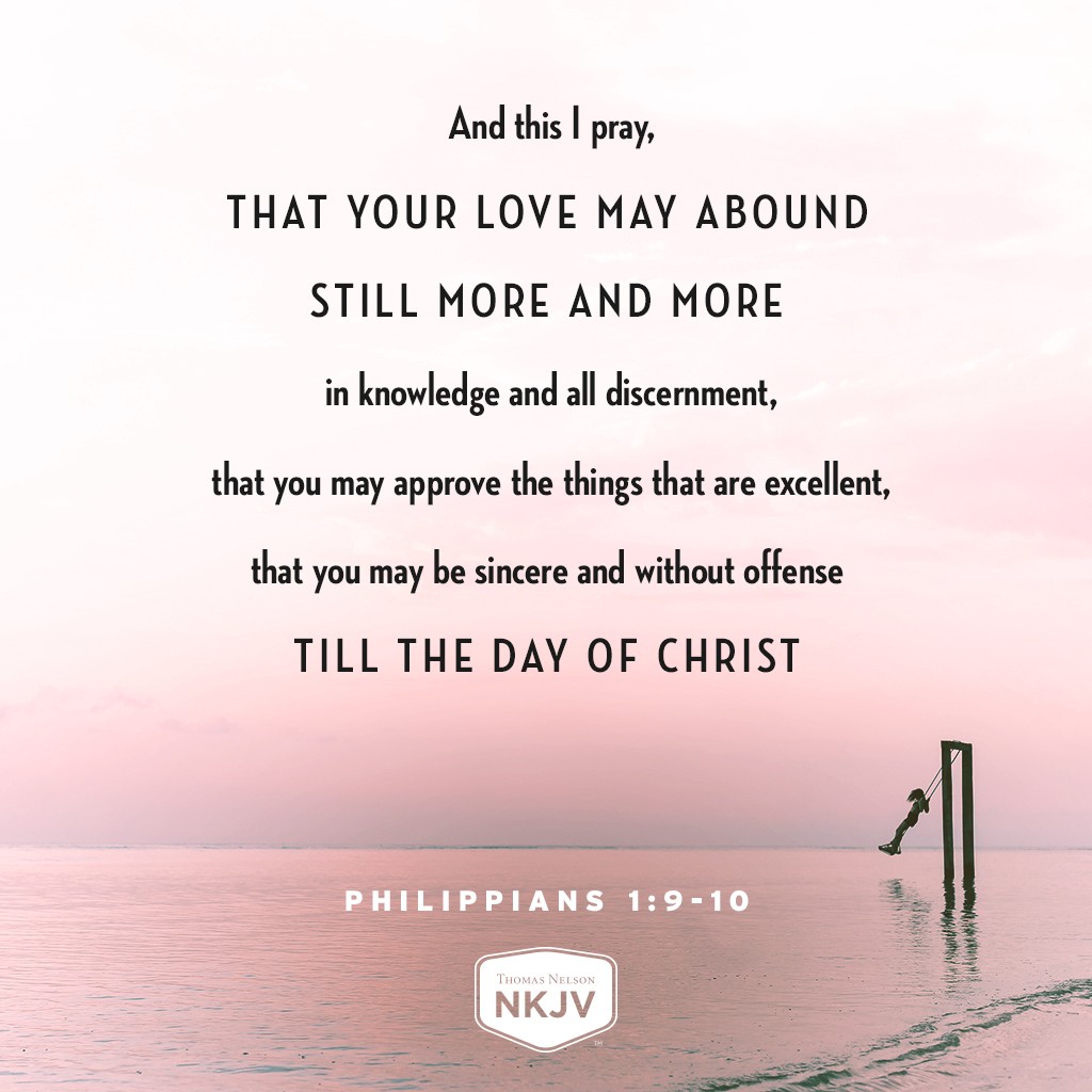NKJV Verse Of The Day Philippians 1 9 10
