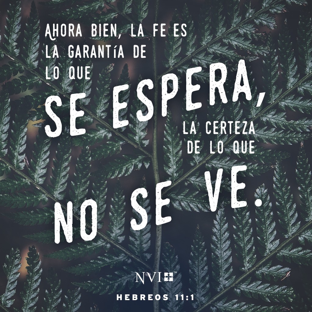 Ahora bien, la fe es la garantía de lo que se espera, la certeza de lo que no se ve. Hebreos 11:1