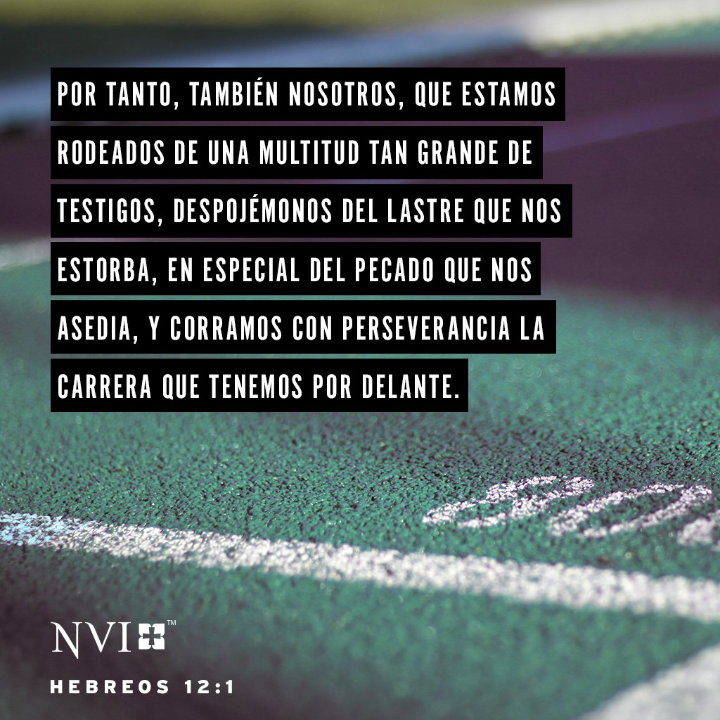 Por tanto, también nosotros, que estamos rodeados de una multitud tan grande de testigos, despojémonos del lastre que nos estorba, en especial del pecado que nos asedia, y corramos con perseverancia la carrera que tenemos por delante.  Hebreos 12:1